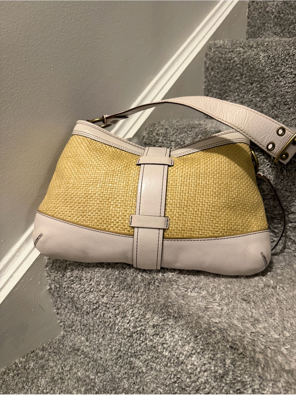 Coach Legacy Buckle Straw Shoulder Bag sold - Picture 2 of 8